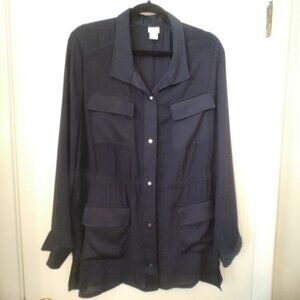 Sheer Dark Navy Chico's Shirt Jacket Plus size 4